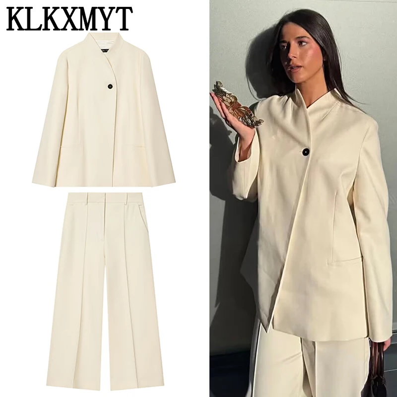 Klkxmyt Women'S Blazer Suit New Holiday Long Sleeve Blazer Coat Long Zipper Pants Sets Chic Elegant Office Woman Outfits Klkxmyt Women'S Blazer Suit New Holiday Long Sleeve Blazer Coat Long Zipper Pants Sets Chic Elegant Office Woman Outfits