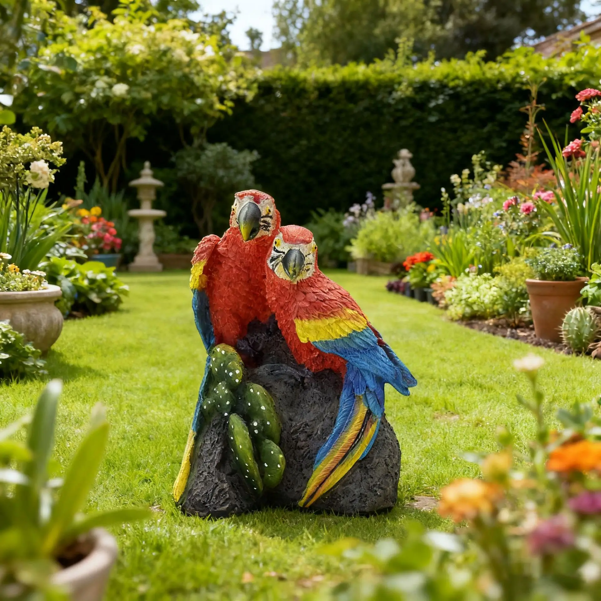 Roter Papagei Aus Kunstharz, Kreative Tierfigur, Garten- Und Hofdekoration, Miniatur-Landschaftsstatue, Innen- Und Außenbereich-Deko Roter Papagei Aus Kunstharz, Kreative Tierfigur, Garten- Und Hofdekoration, Miniatur-Landschaftsstatue, Innen- Und Außenbereich-Deko - Image 6