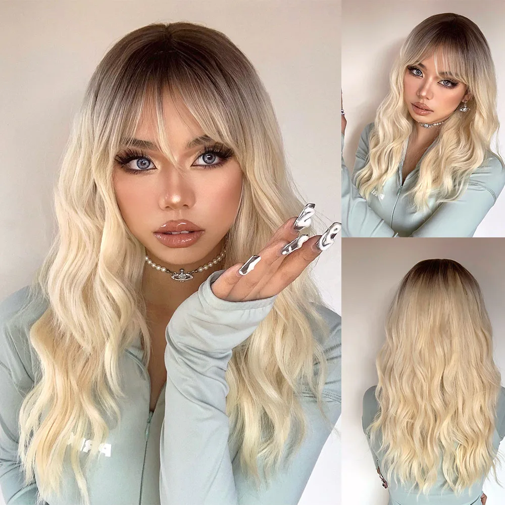 Henry Margu Lange Gewellte Blonde Synthetische Perücken Platin Tägliche Naturhaarperücken Mit Pony Cosplay Perücke Für Frauen Hitzebeständig Henry Margu Lange Gewellte Blonde Synthetische Perücken Platin Tägliche Naturhaarperücken Mit Pony Cosplay Perücke Für Frauen Hitzebeständig - Image 12