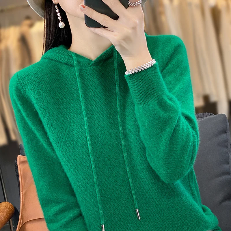2026 Herbst/Winter Merinowolle Damen Mode Basic Woll-Kapuzenpullover Einfarbig Weicher Langarm Woll-Pullover 2026 Herbst/Winter Merinowolle Damen Mode Basic Woll-Kapuzenpullover Einfarbig Weicher Langarm Woll-Pullover – Bild 16