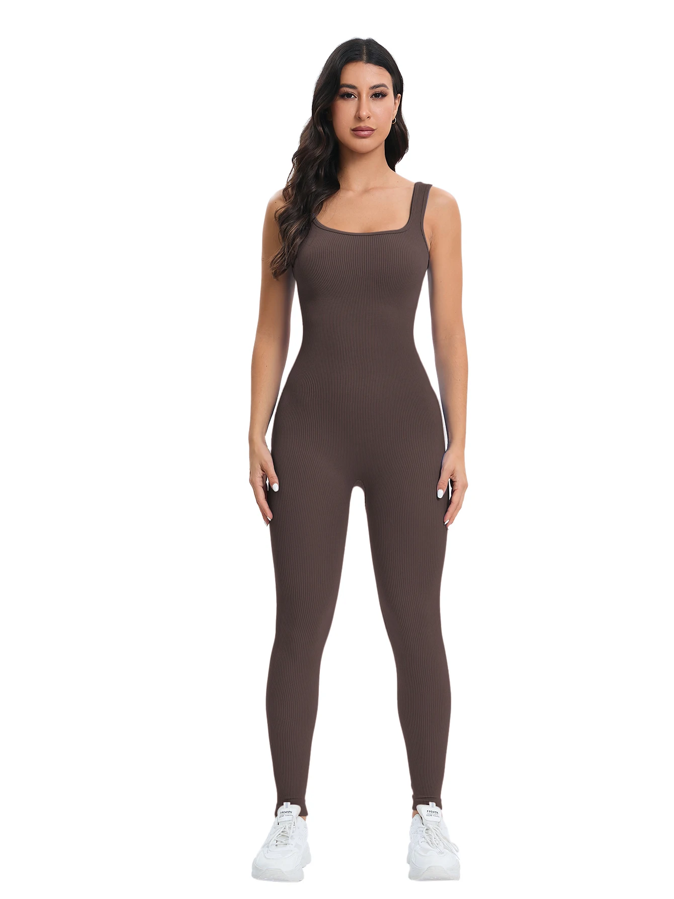 Women Workout Seamless Jumpsuit Yoga Ribbed Bodycon One Piece Tank Top Leggings Romper Women Workout Seamless Jumpsuit Yoga Ribbed Bodycon One Piece Tank Top Leggings Romper - Image 4