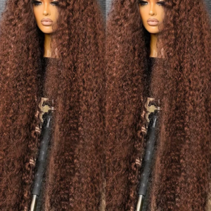 13x4 Chocolate Brown Curly Lace Front Wig Colored Brown Human Hair Wigs Pre Plucked Deep Wave 13X6 Hd Lace Frontal Brazilian Wig