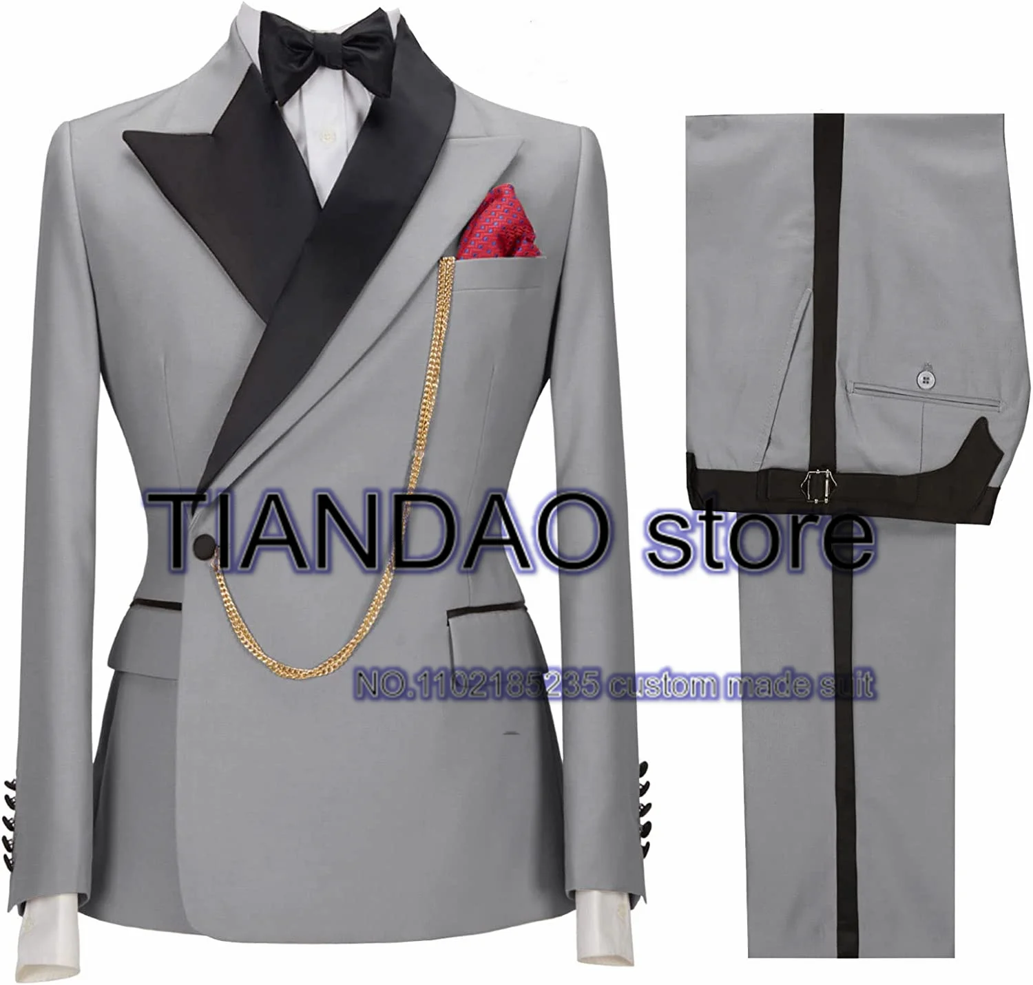 Suit For Men Wedding Groom Tuxedo Khaki Formal Blazer Pants 2 Piece Dinner Ball Dress Male Jacket Set Costume Homme Suit For Men Wedding Groom Tuxedo Khaki Formal Blazer Pants 2 Piece Dinner Ball Dress Male Jacket Set Costume Homme - Image 3
