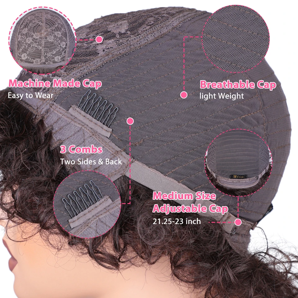 Kurze Afro-Locken Bob-Perücke Mit Pony, Echthaar (Remy), Naturbraun, Wear And Go Kurze Afro-Locken Bob-Perücke Mit Pony, Echthaar (Remy), Naturbraun, Wear And Go - Image 6
