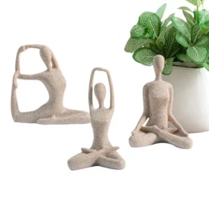 Yoga-Pose-Statue, 3 Stück, Kunstharz, Yoga-Skulpturen, meditierendes Yoga-Dekor, Handwerk, Tischplatte, abstrakte Dekoration, Heimdekoration, Ornamente, Skulptur