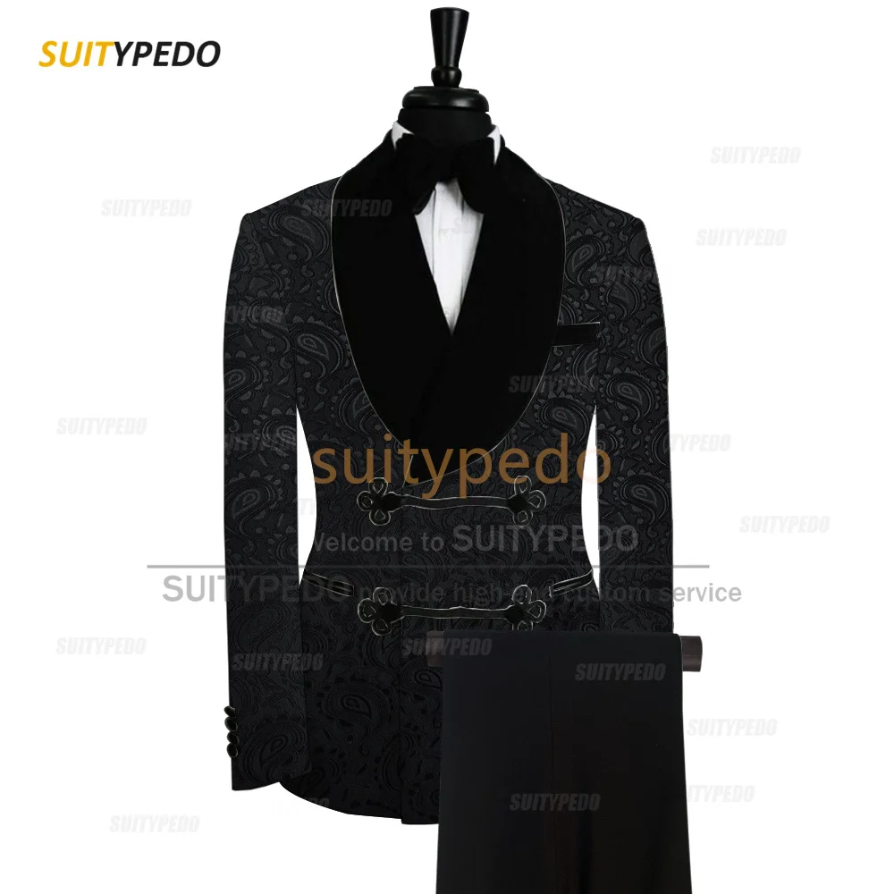 Slim Fit Men Suit Sets Wedding Groomsman Tailor-Made Jacquard Blazer Pants Outfits Fashion Gala Male Newest Luxury Tuxedos Slim Fit Men Suit Sets Wedding Groomsman Tailor-Made Jacquard Blazer Pants Outfits Fashion Gala Male Newest Luxury Tuxedos - Image 20
