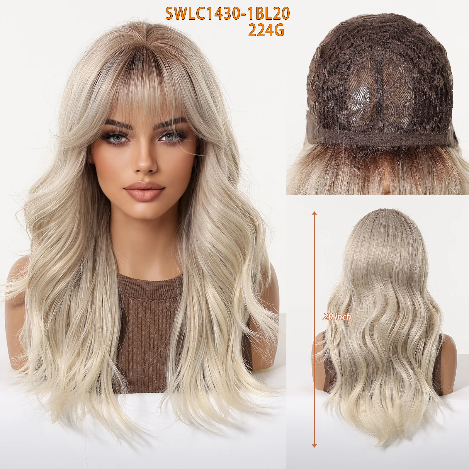 Allbell Magique Blue Hair Wig With Bangs Long Wavy Synthetic Wig Baby Blue Curly Wig For Women Daily Party Use Heat Resistant Allbell Magique Blue Hair Wig With Bangs Long Wavy Synthetic Wig Baby Blue Curly Wig For Women Daily Party Use Heat Resistant - Image 12
