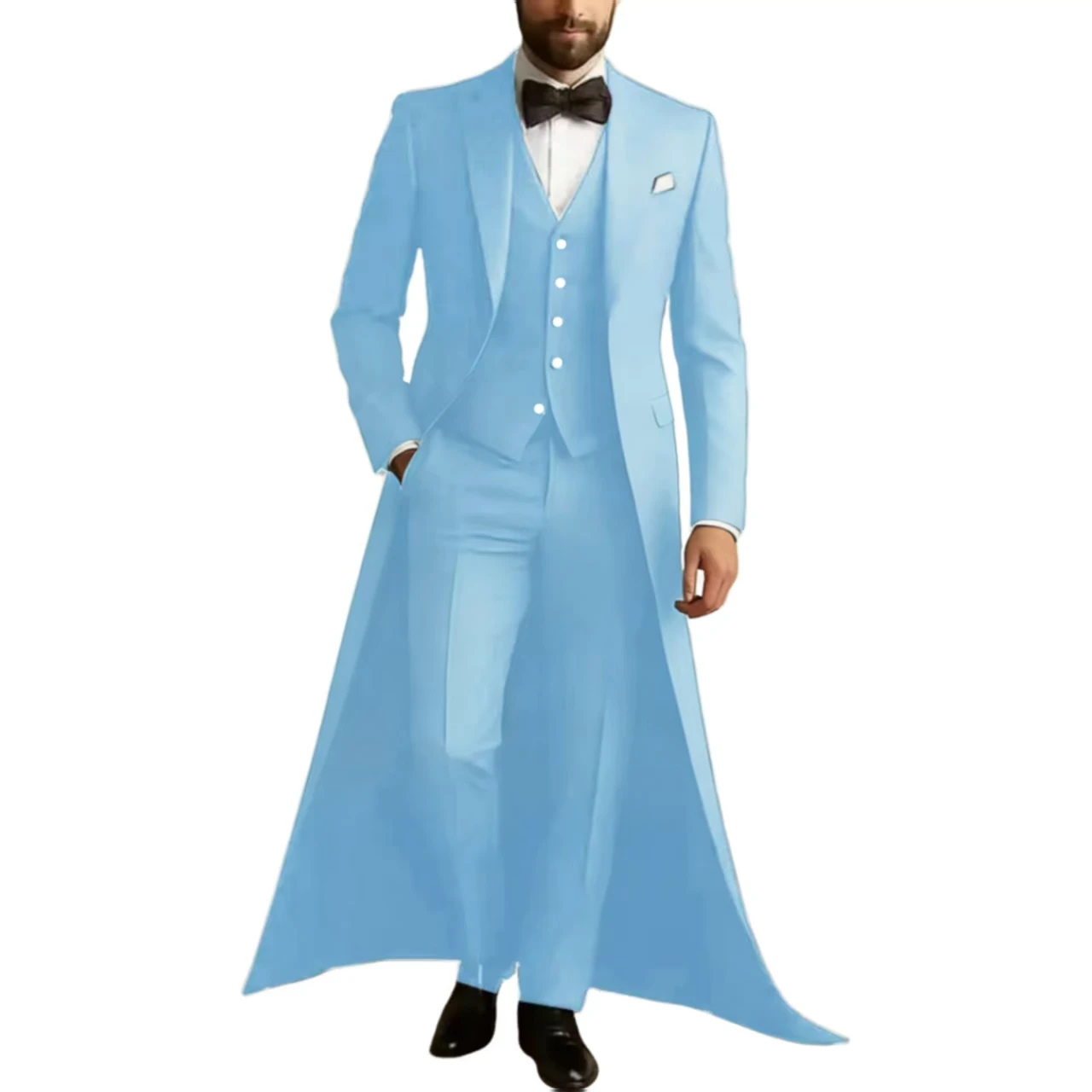 Long Jacket Business Formal Men Suit Groom Groomsman Tailored Costume Homme 3-Piece Fashion Clothing Set Jacket Pants Vest Long Jacket Business Formal Men Suit Groom Groomsman Tailored Costume Homme 3-Piece Fashion Clothing Set Jacket Pants Vest – Bild 7