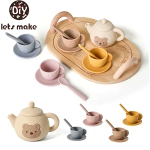 Kids Play House Toys Wooden Tea Set Pretend Make Tea Play With Teapot Teacup Afternoon Snack Role Playing Toys Boys Girls Gift