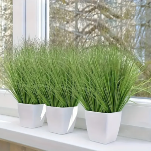 12 Stück künstliches Zwiebelgras, gefälschtes Grün für DIY Hochzeitslocken, Heimdekoration, Topfornament, gefälschte Pflanze, Outdoor-Gartendekoration