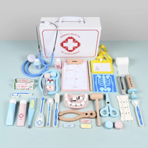 Holz Pretend Play Doctor Lernspielzeug für Kinder Medizinische Simulation Medizintruhe Set für Kinder Rollenspiele Pretend Toy