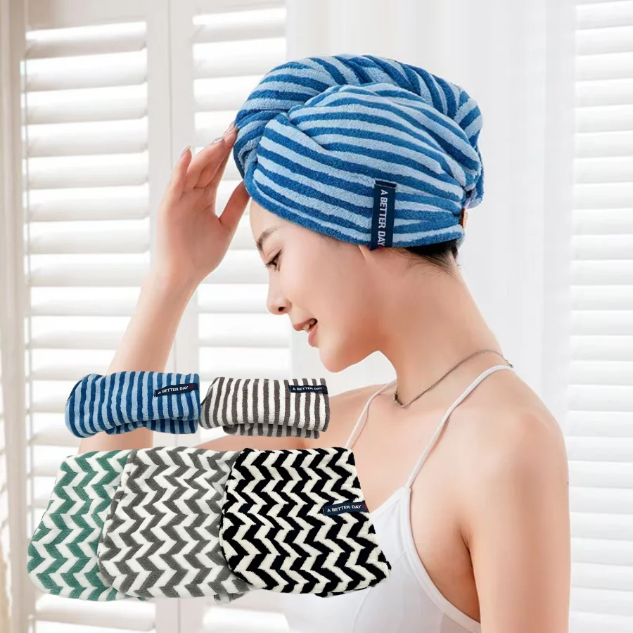 Gestreiftes Mikrofaser-Haartrockenhandtuch, Schnell Trocknendes, Saugfähiges, Weiches Haarhandtuch Zum Bade- Und Strand- Und Reisehandtuch Gestreiftes Mikrofaser-Haartrockenhandtuch, Schnell Trocknendes, Saugfähiges, Weiches Haarhandtuch Zum Bade- Und Strand- Und Reisehandtuch