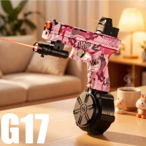 The New G17 Toy Gun Fires 7-8mm Gel Bullets and Can Be Adjusted in Two Modes: Electric and Manual, with Three Types of Magazine and Multiple Colors to Choose from