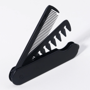 1 Stück schwarzer 2-in-1-Klappkamm, Doppelzahn-Klappkamm für trockenen und nassen Pony, tragbares Design, speziell für Echthaarperücken