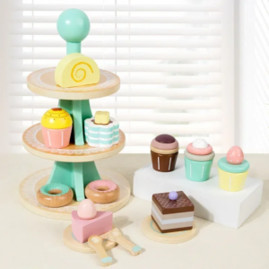 Nachmittag Tee-Set Pretend Holz Küche Spielen Spielzeug Kuchen Eis Frühstück Rolle Spielen Spiel Lernen Pädagogisches Spielzeug Für Kinder