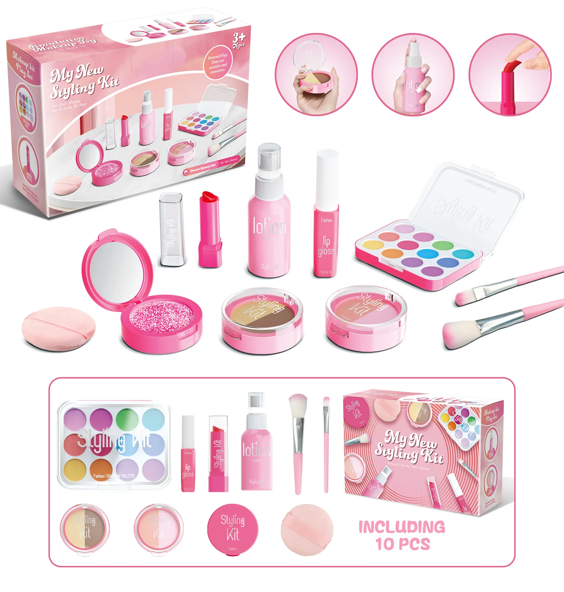 Spielzeug-Schminkset für Mädchen, Kinder-Performance-Handtasche, Prinzessinnen-Rollenspielzeug, tragbare Prinzessinnen-Kosmetiktasche