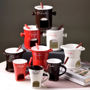 Keramik Schokolade Chafing Dish Tasse mit Gabel Kerze Topf Schmelzen Schokolade Becher Geschirr Kreative Haushalt Trinken Utensilien