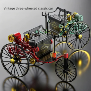 Legierung Retro Dreirad Spielzeugauto Modell Klassisches Simulationsfahrzeug DIY Montagemodell Drehbares Spielzeug für Kinder Geschenk Sammlung