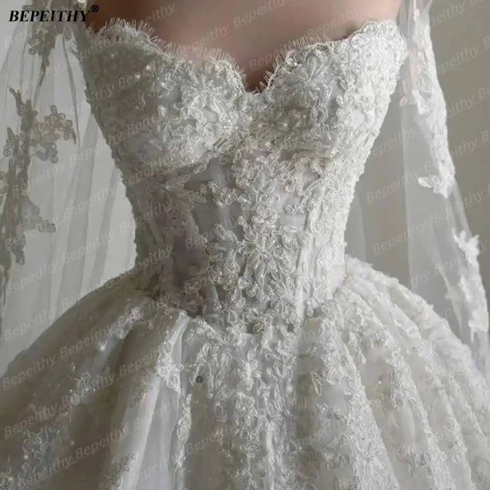 BEPEITHY Prinzessinnen-Brautkleid in Elfenbein mit Herzausschnitt, bodenlang, auch in großen Größen – Bild 5