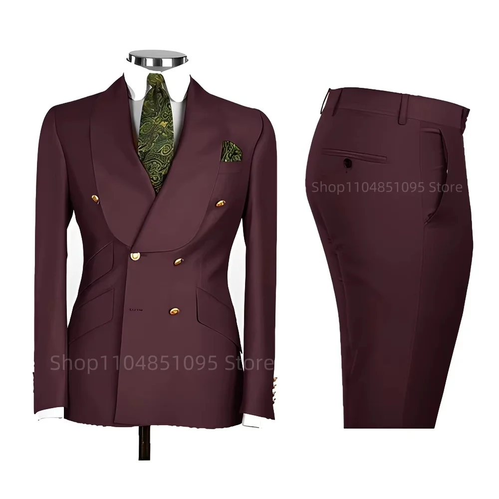 New 2 Pcs Wedding Ball Reunion Attire Double-Breasted Suit Set Men'S Slim-Fit Young Men Blazer Jacket Suits Pants Ensemble New 2 Pcs Wedding Ball Reunion Attire Double-Breasted Suit Set Men'S Slim-Fit Young Men Blazer Jacket Suits Pants Ensemble - Image 8