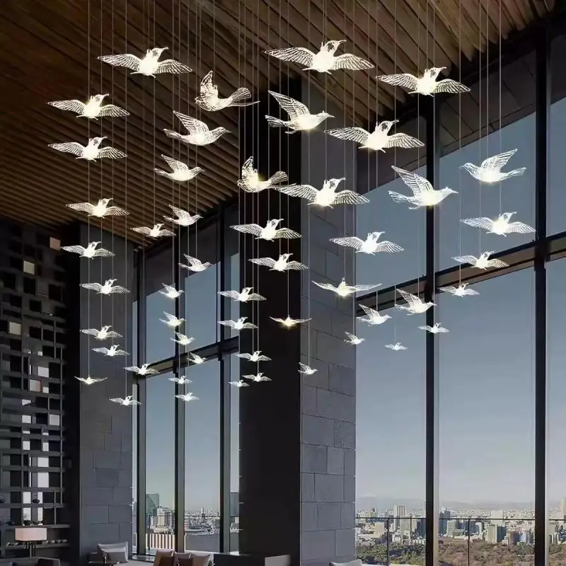 Italienischer Led-Kronleuchter Mit Vogeldesign Für Treppenhaus, Luxuriöse Wohnzimmer-Hängeleuchte, Flur, Lange Spiralförmige Acryllampe Italienischer Led-Kronleuchter Mit Vogeldesign Für Treppenhaus, Luxuriöse Wohnzimmer-Hängeleuchte, Flur, Lange Spiralförmige Acryllampe – Bild 6