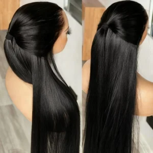 30-40 Zoll Knochenglatte Echthaar-Perücken Brasilianische 13x6 HD Lace Frontal 100% Echthaar-Perücke 360 Lace Front Vorgezupfte Perücke Naturschwarz
