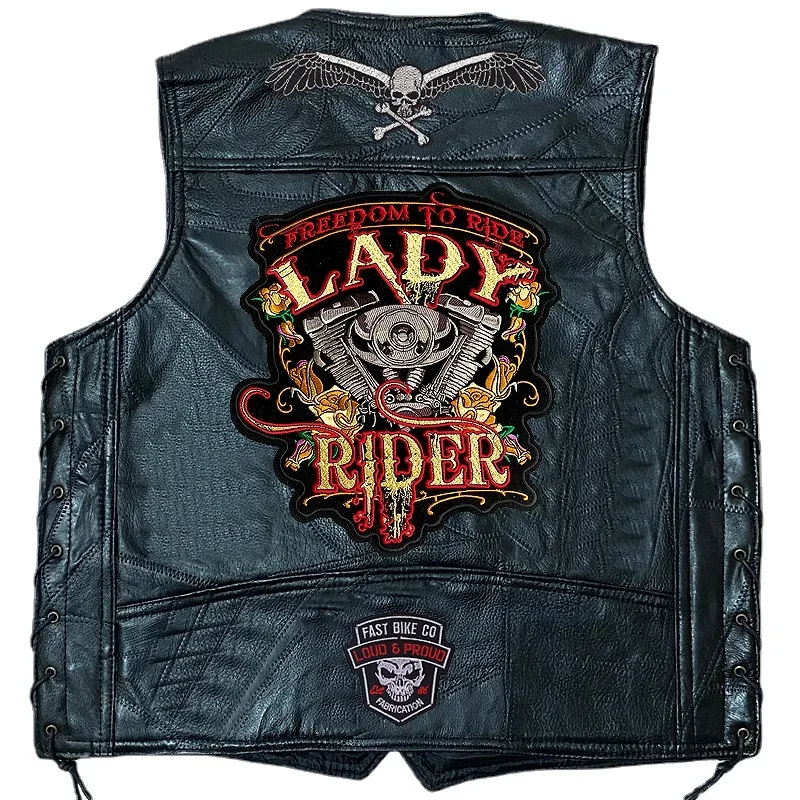 Lokomotive Lederweste Tiger Bestickte Patches Ärmellose Moto Biker Jacke Casual Streetwear Lokomotive Club Punk Veste Lokomotive Lederweste Tiger Bestickte Patches Ärmellose Moto Biker Jacke Casual Streetwear Lokomotive Club Punk Veste – Bild 8