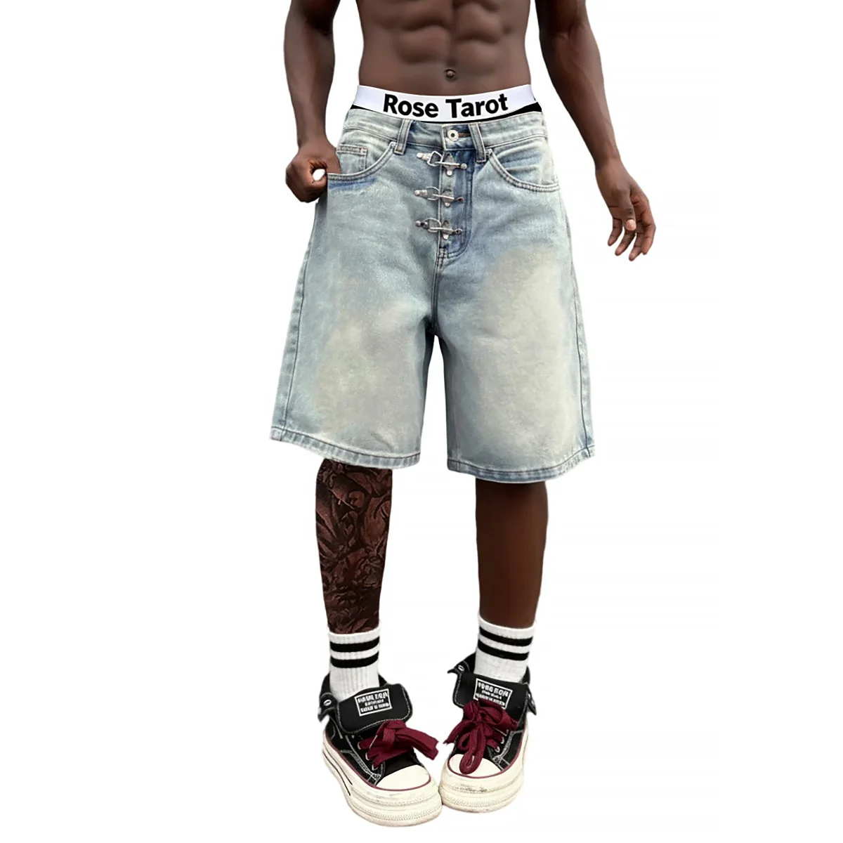 Metal Buckle Short Baggy Jeans Men Summer Streetwear Hip Hip Loose Fashion Denim Wide Leg Jeans Shorts Jorts Pant Metal Buckle Short Baggy Jeans Men Summer Streetwear Hip Hip Loose Fashion Denim Wide Leg Jeans Shorts Jorts Pant - Image 3