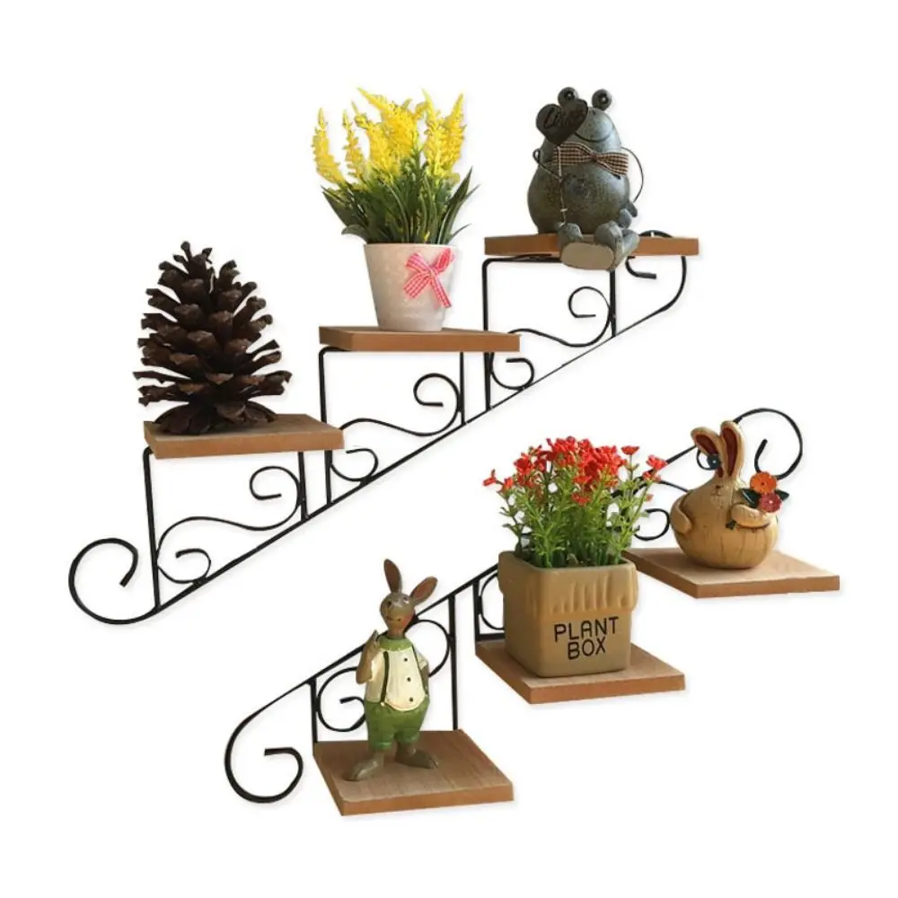 American Style Wand Blumen Ständer Eisen Kunst Einfache Wand Display Regal Treppenhaus Form Wandbehang Blumentopf Wand Dekoration American Style Wand Blumen Ständer Eisen Kunst Einfache Wand Display Regal Treppenhaus Form Wandbehang Blumentopf Wand Dekoration - Image 2
