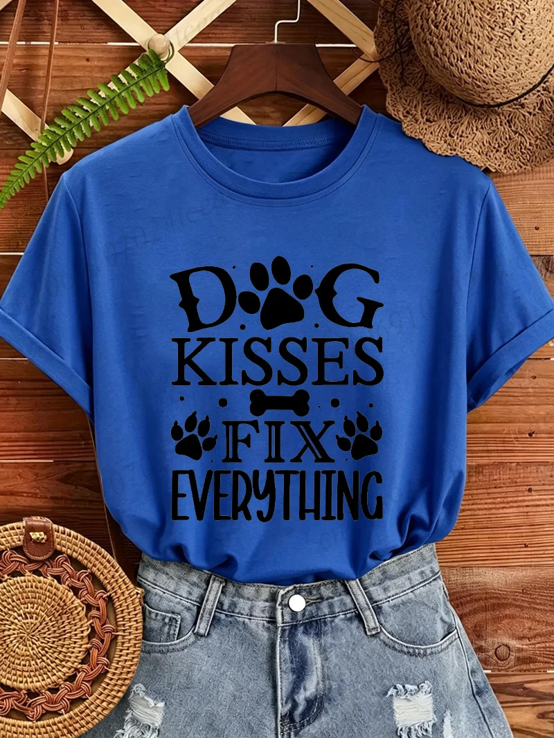 T-Shirt „Dog Kisses Fix Everything“ Mit Pfotenprint, Weiß, Kurzarm, Rundhals T-Shirt „Dog Kisses Fix Everything“ Mit Pfotenprint, Weiß, Kurzarm, Rundhals - Image 12