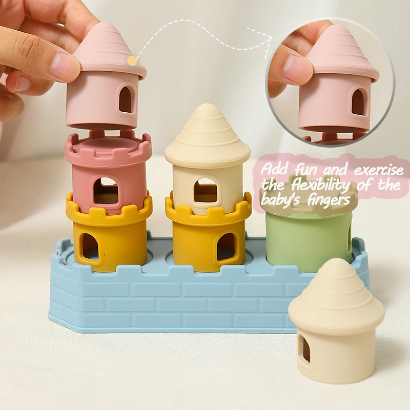 8 Teile/Satz Baby Silikon Schloss Stapeln Spielzeug Frühe Pädagogische Montessori Bausteine Für Kleinkinder Kinder Stapelbare Spielzeug Geschenke 8 Teile/Satz Baby Silikon Schloss Stapeln Spielzeug Frühe Pädagogische Montessori Bausteine Für Kleinkinder Kinder Stapelbare Spielzeug Geschenke - Image 3