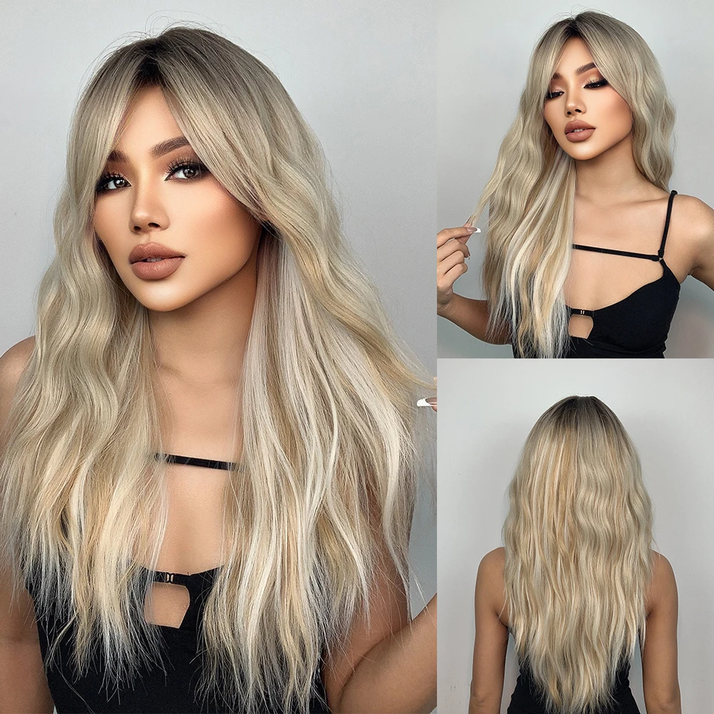 Henry Margu Lange Gewellte Blonde Synthetische Perücken Platin Tägliche Naturhaarperücken Mit Pony Cosplay Perücke Für Frauen Hitzebeständig Henry Margu Lange Gewellte Blonde Synthetische Perücken Platin Tägliche Naturhaarperücken Mit Pony Cosplay Perücke Für Frauen Hitzebeständig - Image 24