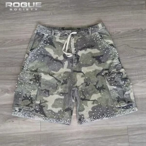 Herren-Bermudashorts Aus Denim Im Used-Look Mit Strass