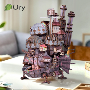 URY 3D Holzpuzzle Buntes Kreatives Magisches Stahlschloss-Thema Filmreihe DIY Spielzeug Heimdekoration Modell Geschenk für Erwachsene