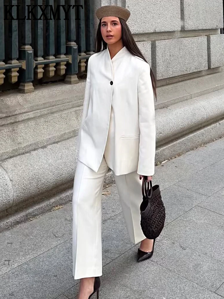 Klkxmyt Women'S Blazer Suit New Holiday Long Sleeve Blazer Coat Long Zipper Pants Sets Chic Elegant Office Woman Outfits Klkxmyt Women'S Blazer Suit New Holiday Long Sleeve Blazer Coat Long Zipper Pants Sets Chic Elegant Office Woman Outfits – Bild 5