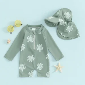 Tregren UV-Schwimmshirt für Jungen mit Schildkröten- oder Dinomotiv, inkl. Badekappe