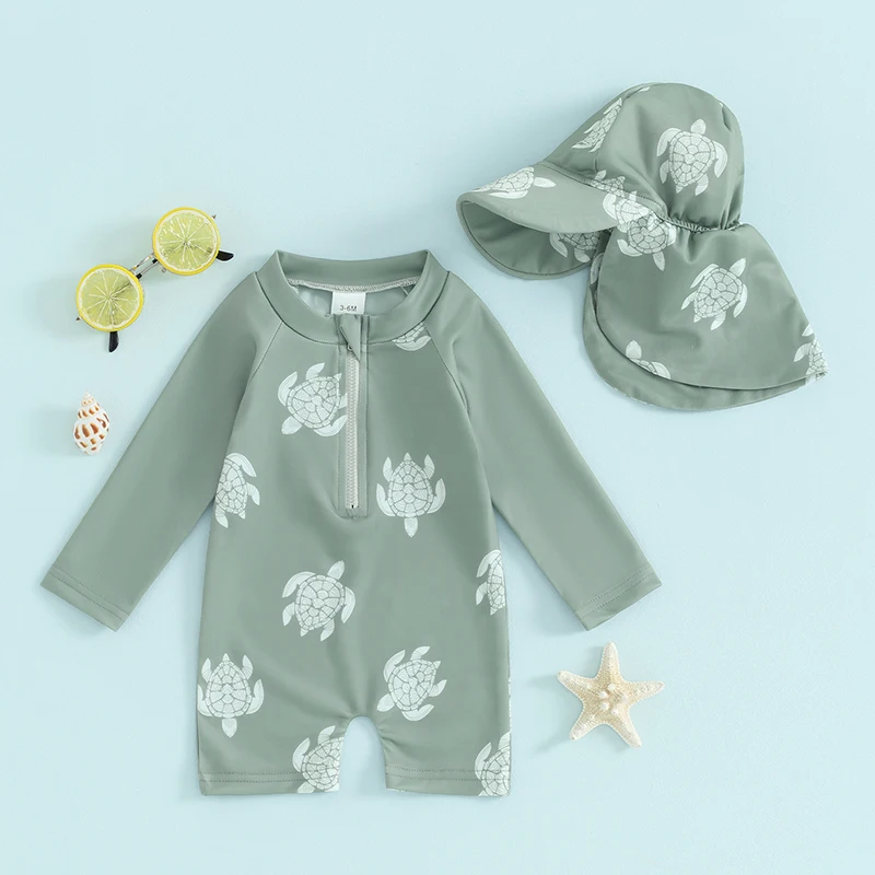 Tregren UV-Schwimmshirt für Jungen mit Schildkröten- oder Dinomotiv, inkl. Badekappe