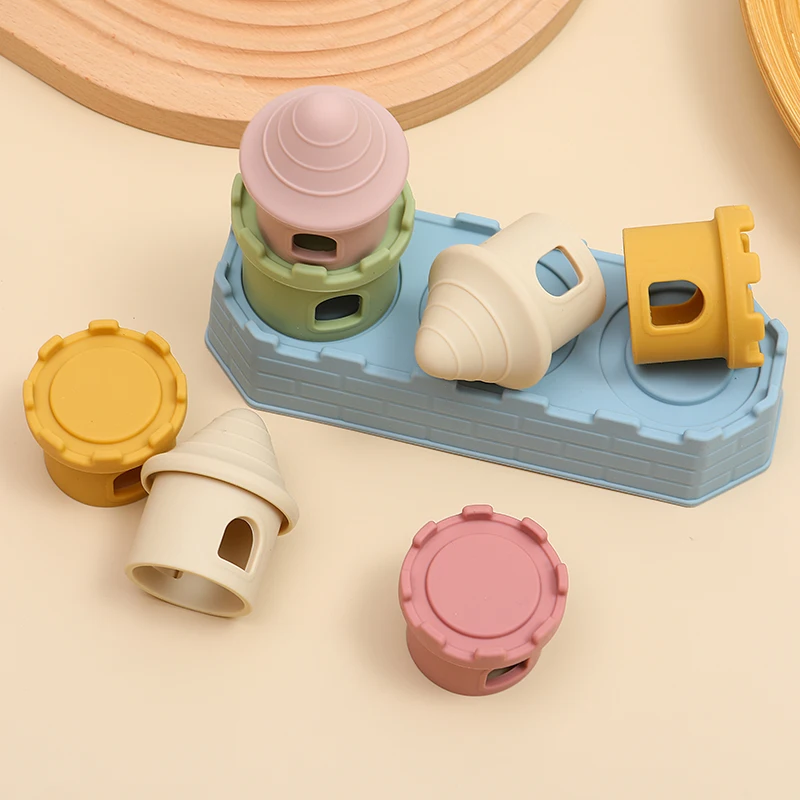 8 Teile/Satz Baby Silikon Schloss Stapeln Spielzeug Frühe Pädagogische Montessori Bausteine Für Kleinkinder Kinder Stapelbare Spielzeug Geschenke 8 Teile/Satz Baby Silikon Schloss Stapeln Spielzeug Frühe Pädagogische Montessori Bausteine Für Kleinkinder Kinder Stapelbare Spielzeug Geschenke - Image 4