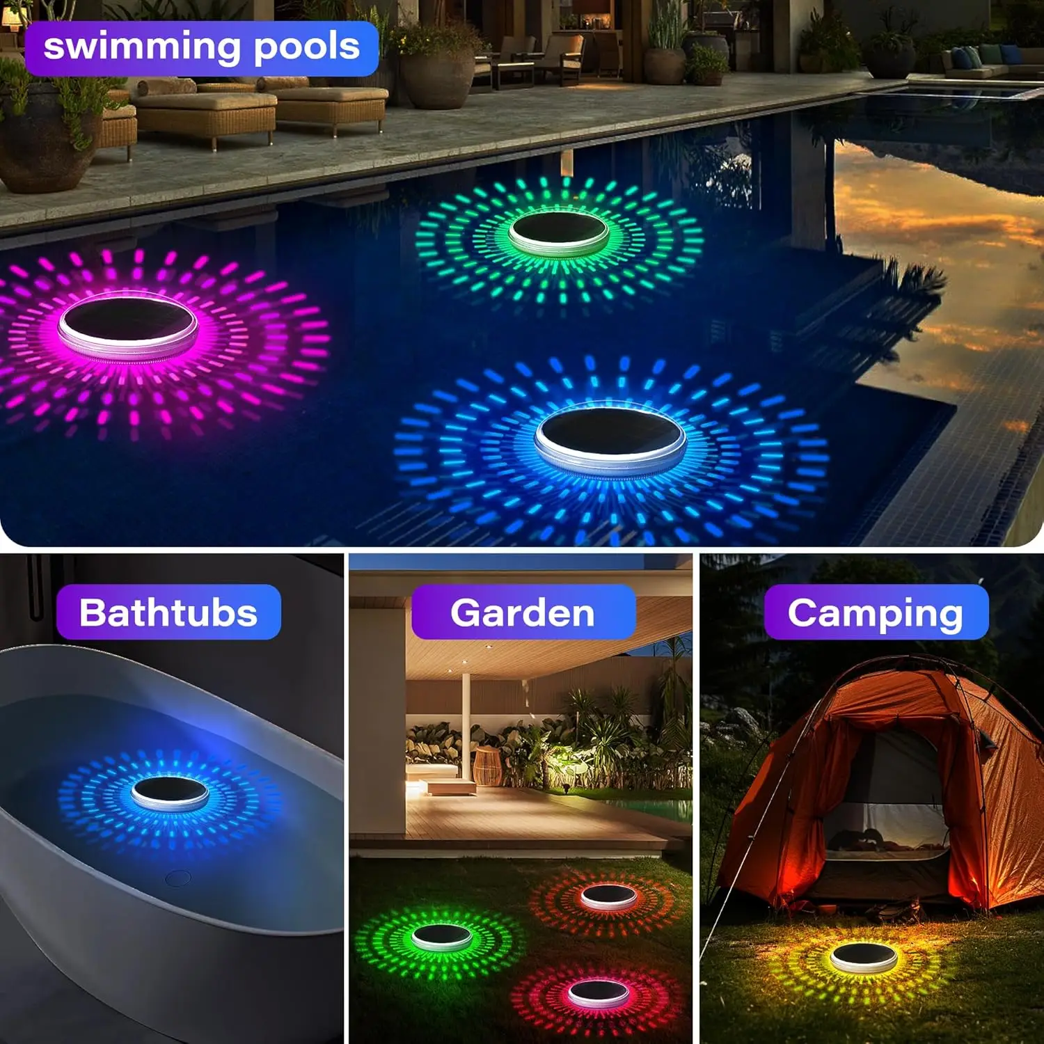 Solar-Schwimmlicht, Poolleuchten, Die Mit Fernbedienung Schweben, Modi 9, Beleuchtungs-Timing-Modus, Ip67 Wasserdicht, Für Poolpartys Solar-Schwimmlicht, Poolleuchten, Die Mit Fernbedienung Schweben, Modi 9, Beleuchtungs-Timing-Modus, Ip67 Wasserdicht, Für Poolpartys - Image 6