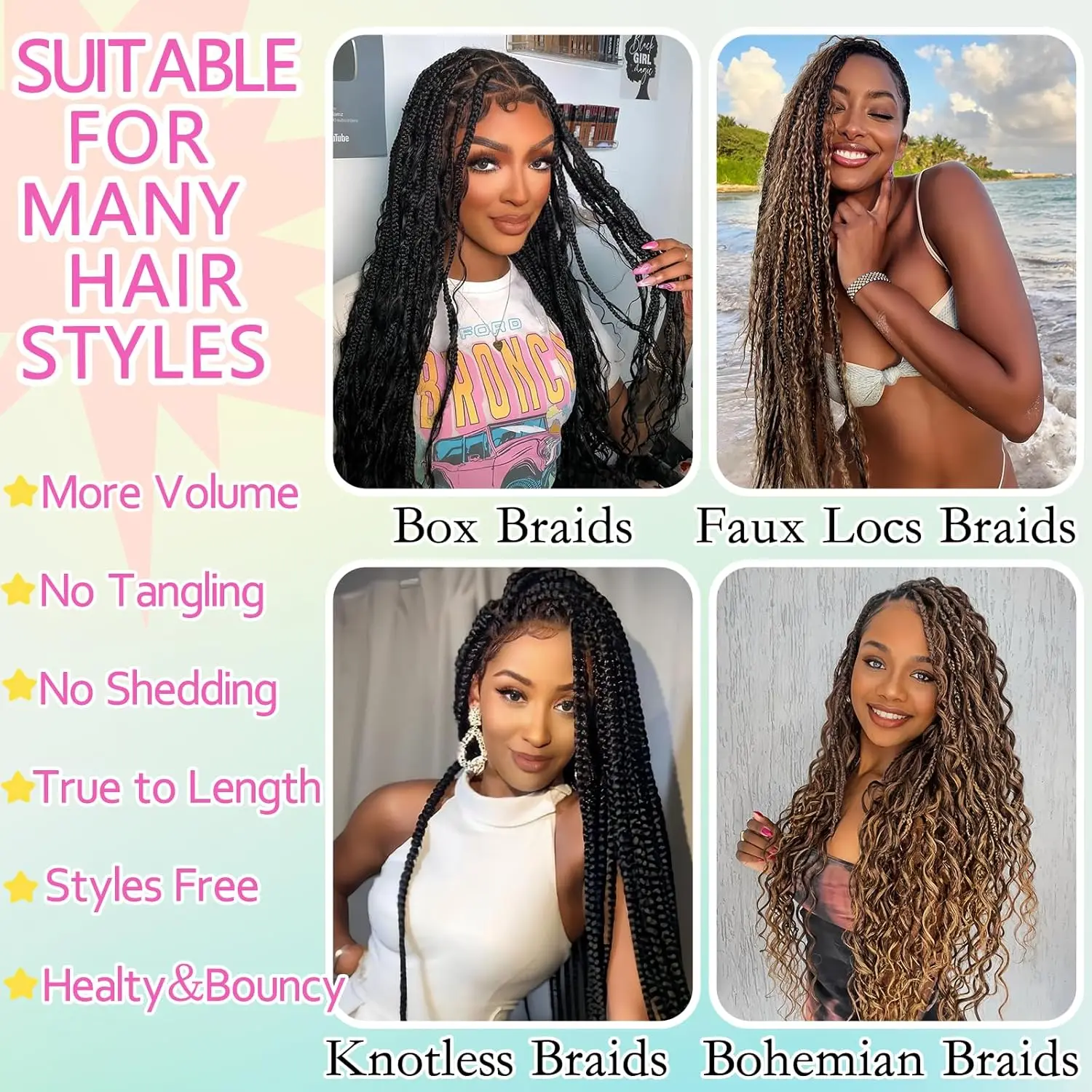 2Pcs 30Inch Synthetic Braiding Hair Deep Wave 100G No Weft Organic Fiber Hair Bundles Kinky Curly Braiding Hair For Boho Braids 2Pcs 30Inch Synthetic Braiding Hair Deep Wave 100G No Weft Organic Fiber Hair Bundles Kinky Curly Braiding Hair For Boho Braids - Image 5
