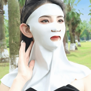 Fashion Sun Protection Ice Silk Face Veil Polyester Full Face Sunscreen Mask Breathable Solid Color Neck Wrap Male