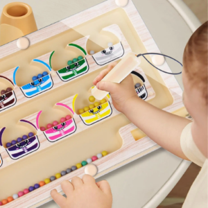 Montessori Magnetisches Farbsortier-Labyrinth Zahlen-Labyrinth Spielzeug Holzpuzzle Aktivitätsbrett Feinmotorik-Spielzeug für Kleinkinder Jungen Mädchen