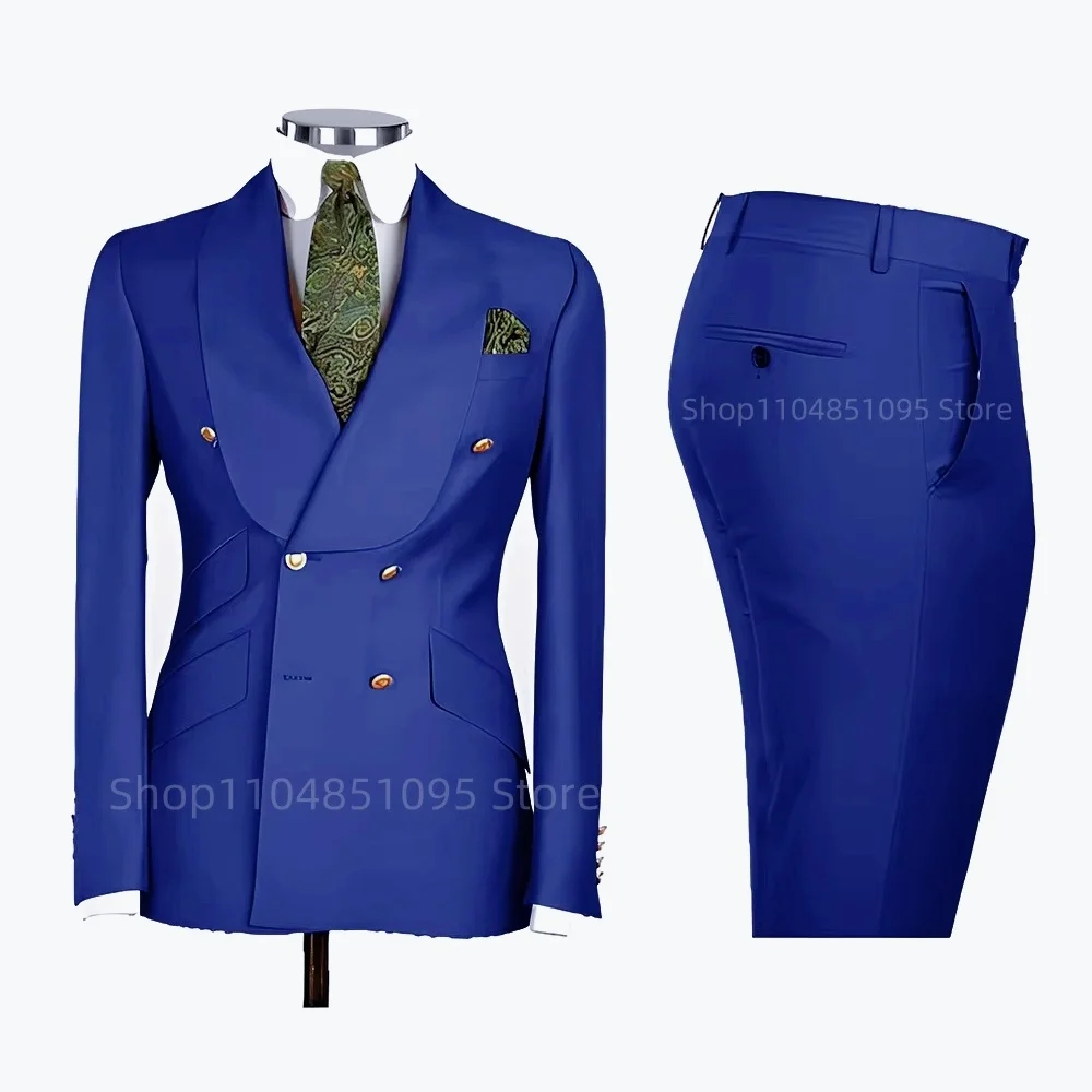 New 2 Pcs Wedding Ball Reunion Attire Double-Breasted Suit Set Men'S Slim-Fit Young Men Blazer Jacket Suits Pants Ensemble New 2 Pcs Wedding Ball Reunion Attire Double-Breasted Suit Set Men'S Slim-Fit Young Men Blazer Jacket Suits Pants Ensemble - Image 27