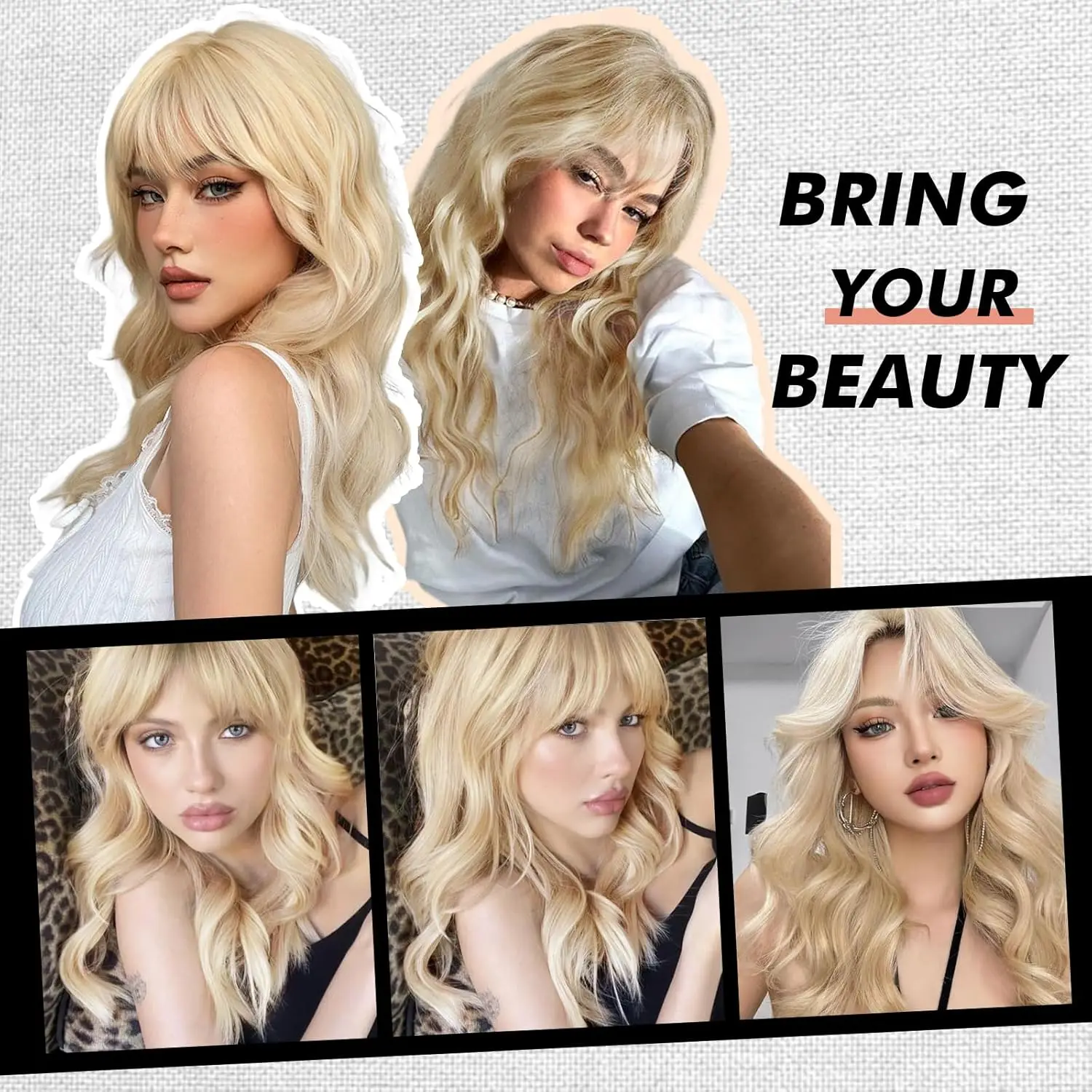 Henry Margu Lange Gewellte Blonde Synthetische Perücken Platin Tägliche Naturhaarperücken Mit Pony Cosplay Perücke Für Frauen Hitzebeständig Henry Margu Lange Gewellte Blonde Synthetische Perücken Platin Tägliche Naturhaarperücken Mit Pony Cosplay Perücke Für Frauen Hitzebeständig - Image 5