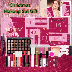 Weihnachts-Countdown-Make-up-Set, Lippenstift, Lidschatten, Kosmetik, 24-teilig, Urlaub, Schönheit, Adventskalender, Geschenkbox für Frauen und Mädchen
