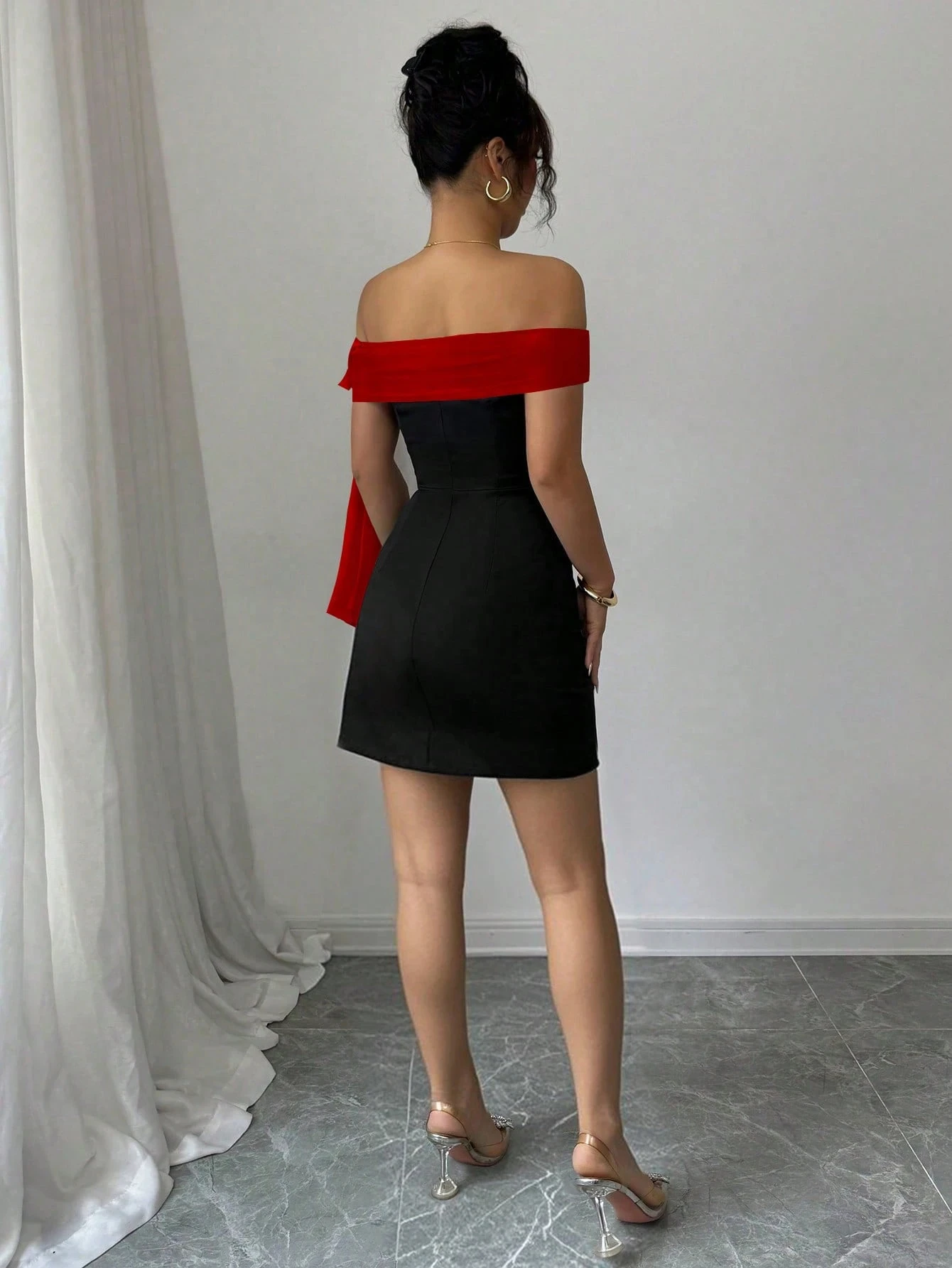 Women Off Shoulder Mini Dress Red Big Bow Spliced Bodycon Short Dresses Elegant Slim Fit Black Little Dress Night Club Party Birthday Outfits Evening Gown Women Off Shoulder Mini Dress Red Big Bow Spliced Bodycon Short Dresses Elegant Slim Fit Black Little Dress Night Club Party Birthday Outfits Evening Gown - Image 4