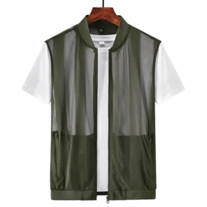 Summer Men Mesh Hollow Waistcoat Breathable Outdoor Sports Coat High-Quality Design Leisure Vest Men
