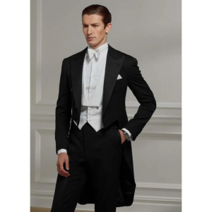 Herren Frack-Anzug 3-teilig, zweireihig, spitzes Revers, britischer Stil