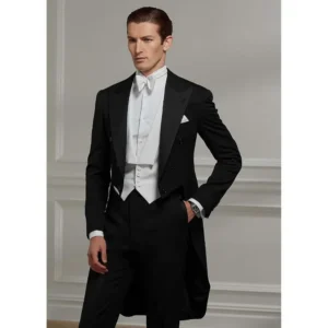 England Style Men Suits Elegant Peak Lapel Double Breasted Tailcoat Fashion Prom Concert Wedding Formal Male Suit 3 Piece Set