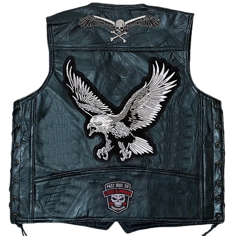 Lokomotive Lederweste Tiger Bestickte Patches Ärmellose Moto Biker Jacke Casual Streetwear Lokomotive Club Punk Veste Lokomotive Lederweste Tiger Bestickte Patches Ärmellose Moto Biker Jacke Casual Streetwear Lokomotive Club Punk Veste – Bild 3